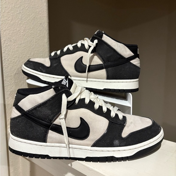 Nike Dunk Mid 'Panda' Sail/Black-Sail-Black Canvas DV0830-102 Mens Size 10.5 - Picture 1 of 9